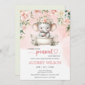 Invitation Baby shower éléphant Petite arachide sur le chemin (Devant / Derrière)