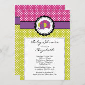 Invitation Baby shower éléphant Polka dot violet (Devant / Derrière)