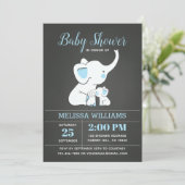 Invitation Baby shower éléphant pour garçon (Debout devant)