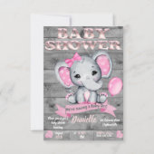 Invitation Baby shower éléphant pour les filles mo (Devant)