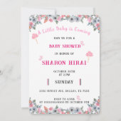 Invitation Baby shower Eléphant Rose Cute (Dos)