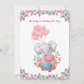 Invitation Baby shower Eléphant Rose Cute (Devant)