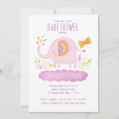 Invitation Baby shower Eléphant Rose Cute fille (Devant)