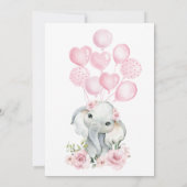 Invitation Baby shower Eléphant Rose Girl (Dos)
