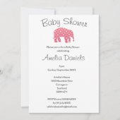 Invitation Baby Shower Eléphant Rose Mignon  (Devant)