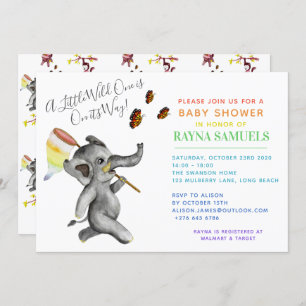 Invitation Baby shower éléphant Safari neutre genre mignon