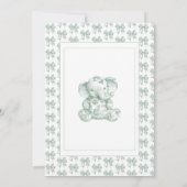 Invitation Baby shower Eléphant Toile Verte (Dos)