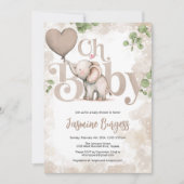 Invitation Baby shower éléphant - Tons de terre (Devant)