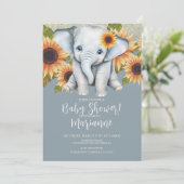 Invitation Baby shower éléphant Tournesol Parties scintillant (Debout devant)
