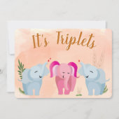 Invitation Baby shower Eléphant Triplet (Devant)