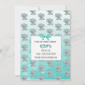 Invitation Baby shower Eléphant turquoise (Dos)