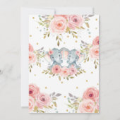 Invitation Baby shower Eléphant Twin Girls Floral (Dos)