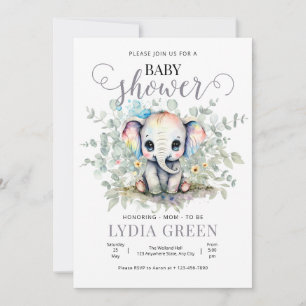Invitation Baby shower éléphant verdure garçon baby shower