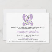 Invitation Baby shower Eléphant Violet (Devant)