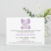 Invitation Baby shower Eléphant Violet (Debout devant)