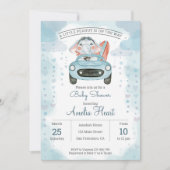Invitation Baby Shower éléphant voiture aquarelle (Devant)