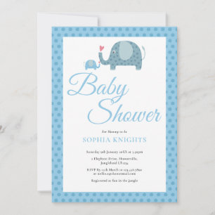Invitation Baby Shower éléphants aux pois mignons / Sprinkle
