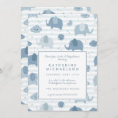 Invitation Baby shower | Eléphants Bleus Bébé (Devant / Derrière)