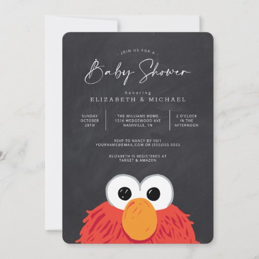 Invitation Baby shower Elmo Chalkboard (Devant)