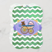 Invitation Baby shower Emerald Green Chevron (Devant / Derrière)