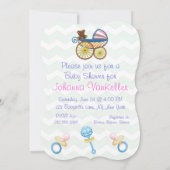 Invitation Baby shower Emerald Green Chevron (Dos)