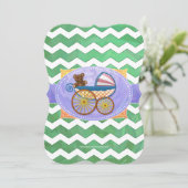 Invitation Baby shower Emerald Green Chevron (Debout devant)