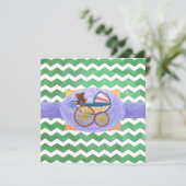 Invitation Baby shower Emerald Green Chevron (Debout devant)