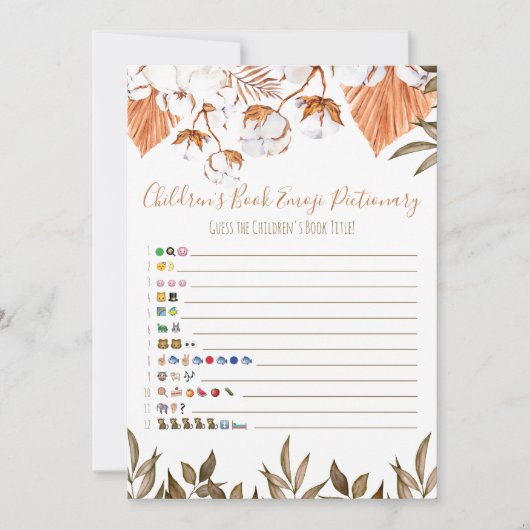 Invitation Baby shower Emoji de la Fleur de coton pour enfant (Devant)