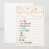 Invitation Baby shower Emoji Pictionary Jeu Rose Gold Stars (Devant / Derrière)