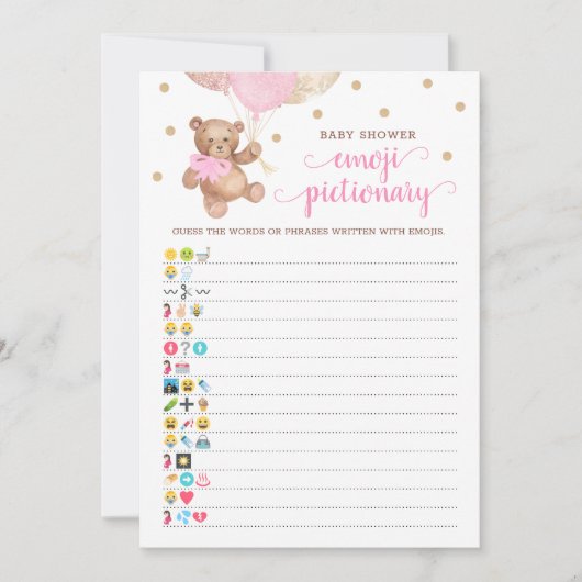 Invitation Baby shower Emoji Pictionary Jeu Teddy Bear Card (Devant)