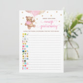Invitation Baby shower Emoji Pictionary Jeu Teddy Bear Card (Debout devant)