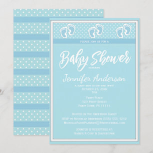 Invitation Baby shower Empreinte bébé bleu garçon