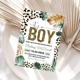 Invitation Baby shower Empreinte de léopard