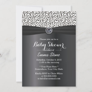 Invitation Baby shower Empreinte de léopard de neige classiqu