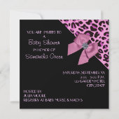 Invitation Baby shower Empreinte de léopard rose (Dos)