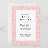 Invitation Baby shower Empreinte de léopard rose (Devant)