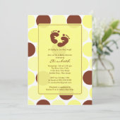 Invitation Baby shower Empreinte Pois jaunes (Debout devant)