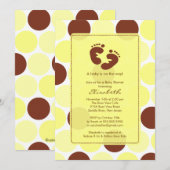 Invitation Baby shower Empreinte Pois jaunes (Devant / Derrière)