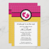 Invitation Baby shower Empreinte Pois roses (Devant / Derrière)