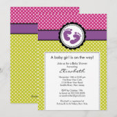 Invitation Baby shower Empreinte Pois violets (Devant / Derrière)