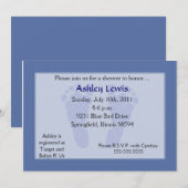 Invitation Baby shower Empreintes - Bleu (Devant / Derrière)
