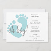 Invitation Baby shower Empreintes Bleues (Devant)