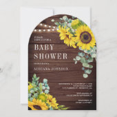 Invitation Baby shower en arc de bois Eucalyptus de tournesol (Devant)