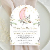Invitation Baby shower en arc de lune rose vif