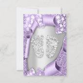Invitation Baby shower en argent violet pieds garçon fille 3d (Dos)