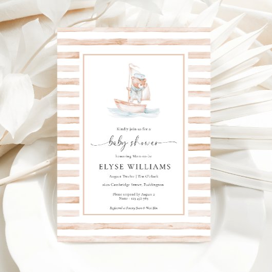 Invitation Baby shower en bande de l'ours de mer