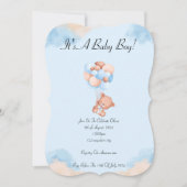 INVITATION baby shower EN BLEU POUR LES GARÇONS (Devant)