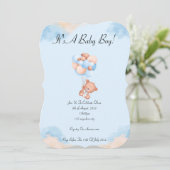 INVITATION baby shower EN BLEU POUR LES GARÇONS (Debout devant)