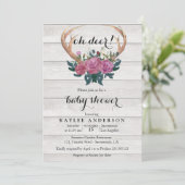 Invitation Baby shower en bois blanc de cerf Antler invitatio (Debout devant)