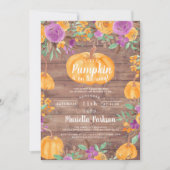 Invitation baby shower en bois citrouille à chute fleurie (Devant)